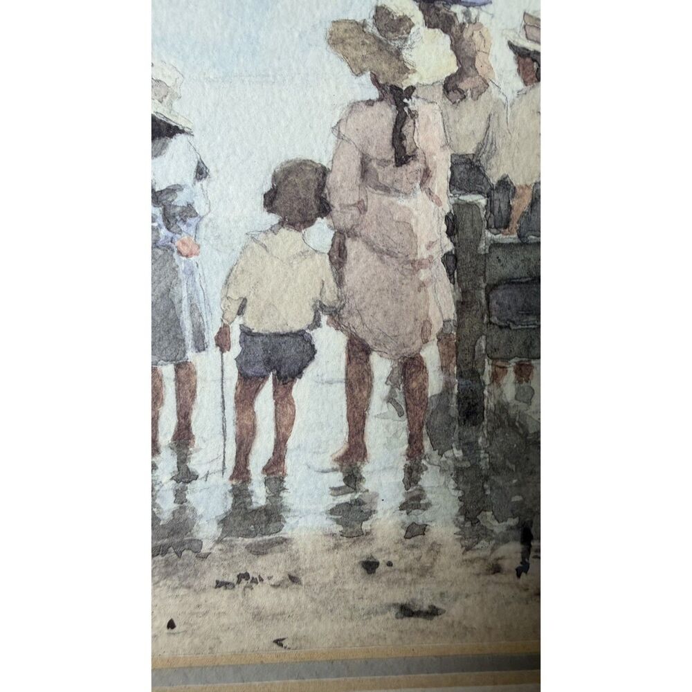 Vintage Coastal Beach Children Framed Art Print Nursery Decor 12"x14" - Picture 6 of 12